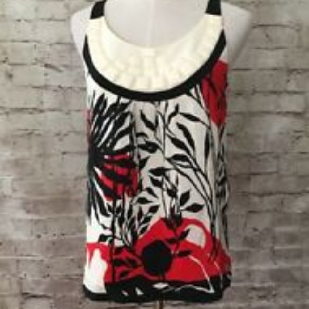 TIBI Multicolor Beaded + Embellished Print Silk Top 4